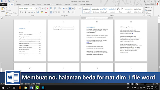 Cara membuat nomor halaman romawi dan latin dalam 1 file word