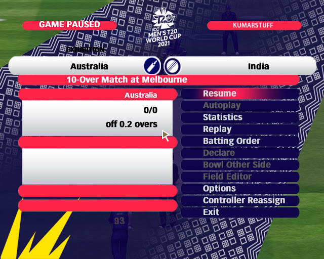 A2 Studios ICC T20 World Cup 2021 Patch for EA Cricket 07