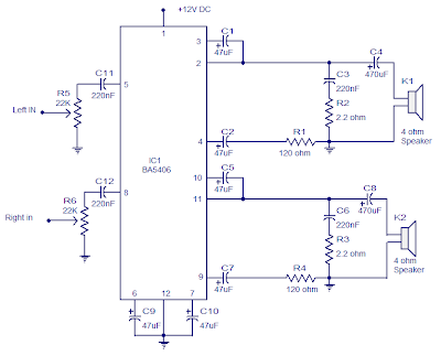 Stereo Amplifier Circuit with BA5406