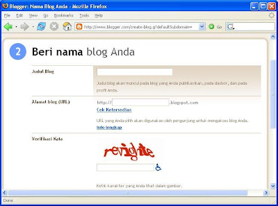 langkah kedua membuat blog blogger adalah memberi nama blog anda