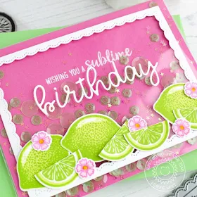 Sunny Studio Stamps: Slice Of Summer Pink & Green Lemon Lime Birthday Card by Leanne West (using Loopy Letters & Fancy Frames Rectangle Dies)