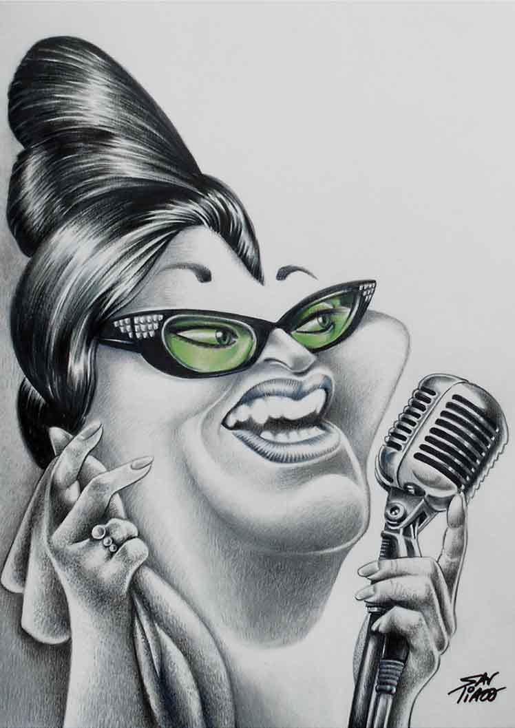 Umm Kulthum .. Caricature By Antonio Santos - Portugal