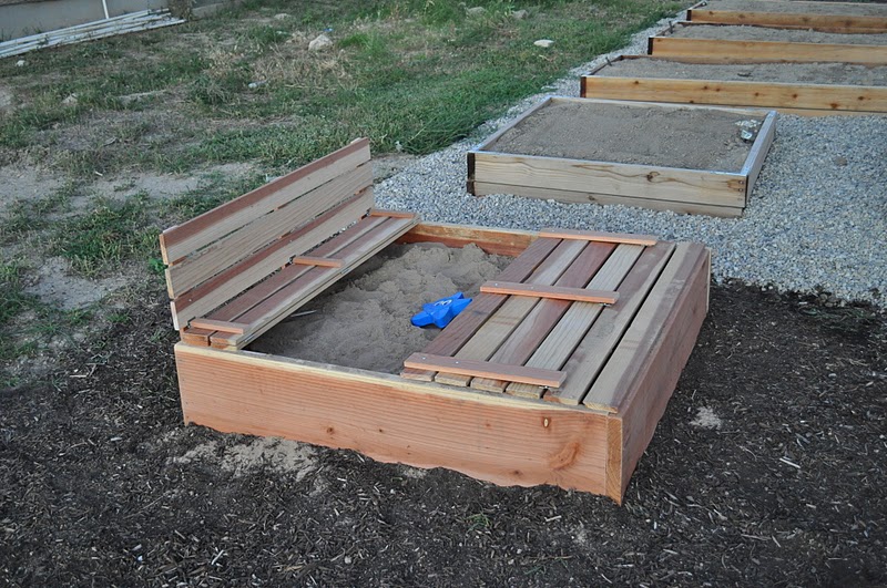 Mrs Home Ec: Covered Fold Out Bench Sandbox