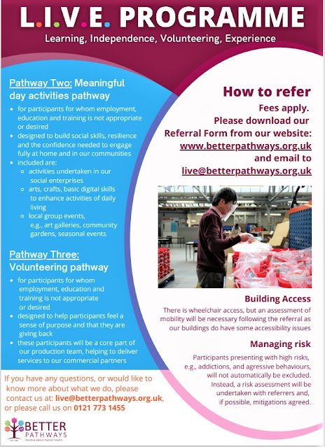 Flyer promoting mental health social enterprise from Better Pathways