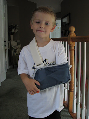 broken arm cast pink. least 6 weeks.