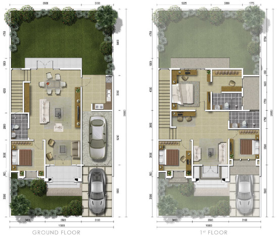 6 Denah  rumah  minimalis ukuran  10x20  meter 4  kamar  tidur 2 