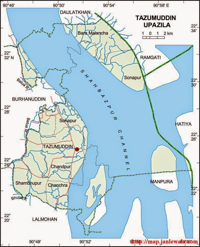 tazumuddin upazila map of bangladesh