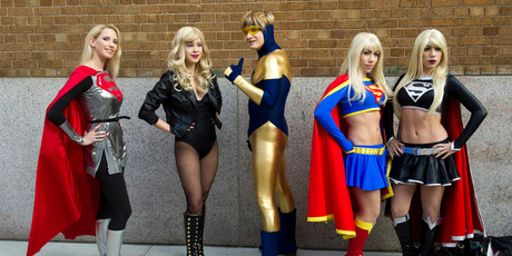 super babes and a lucky golden dude