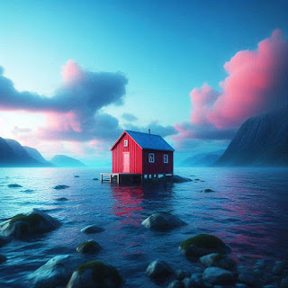 Discover the Tranquility of the Bright Red Shack on Cerulean Waters