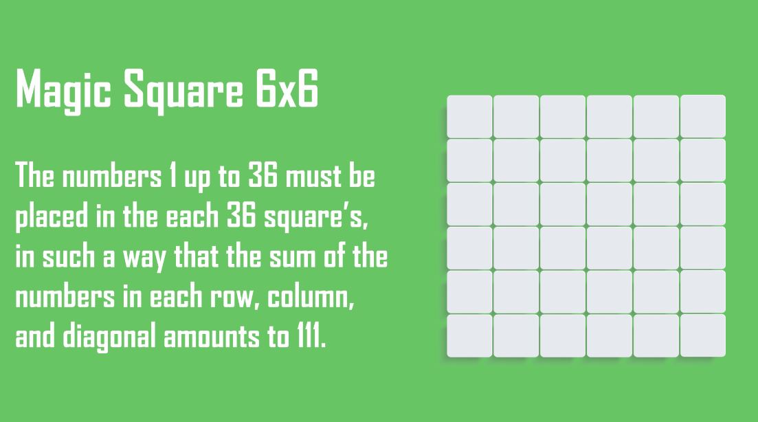 6*6 Magic Square | Magic Cube, Puzzle and Solution.