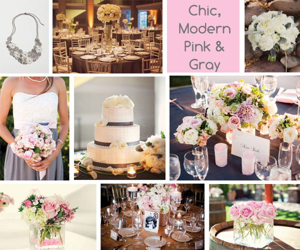 Pink and Gray Wedding Ideas Inspiration Board courtesy of 