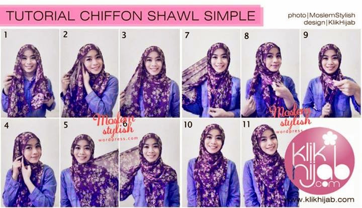 Cara Memakai Jilbab Chiffon Shawl Simple  Tutorial Hijab Cara Memakai 