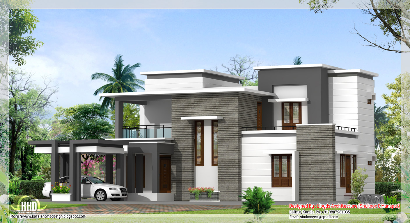 2000 Sq feet contemporary  villa plan  and elevation  