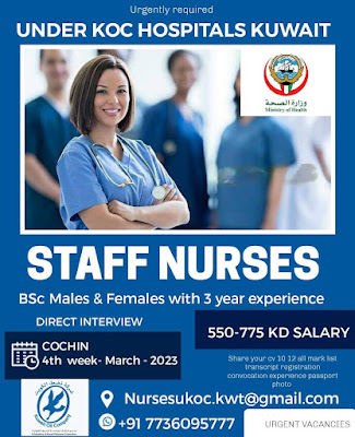 Urgently Required Nurses (M&F) for Kuwait Under KOC