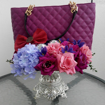 Gubahan Hantaran Artificial Purple Pink {Handbag}