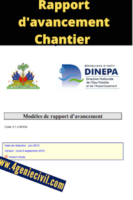 Modèle de rapport d'avancement de chantier BTP