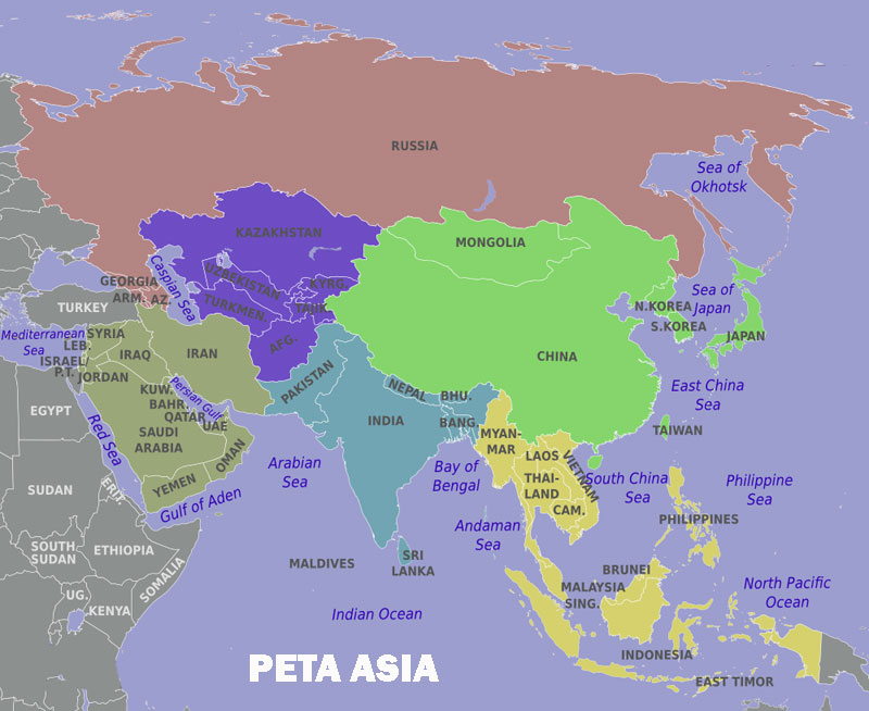  Peta Benua Asia lengkap  Sejarah Nasional dan Dunia