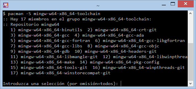Instalar MinGW GNU GCC en Windows con MSYS2