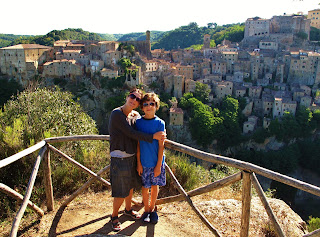 Viewpoint overlooking Sorano, Southern Tuscany, Italy