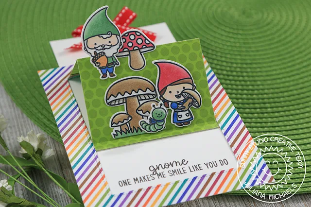 Sunny Studio Stamps: Home Sweet Gnome Sliding Window Interactive Card by Juliana Michaels