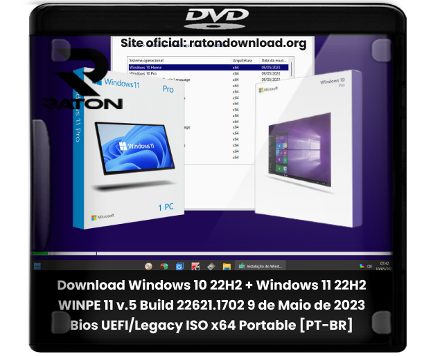 Raton Download - Desde 2007: Download Windows 11 Pro Lite 22H2 Build  22621.1192 UEFI & Legacy SEM TPM 2.0 [PT-BR]