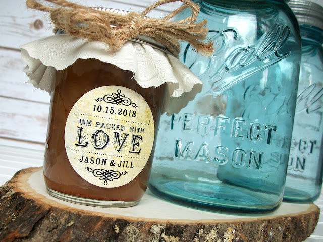 Vintage Jam Packed with Love mason jar labels