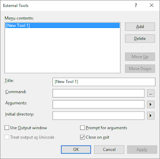 Atmel Studio 7 - External Tools dialog (before)