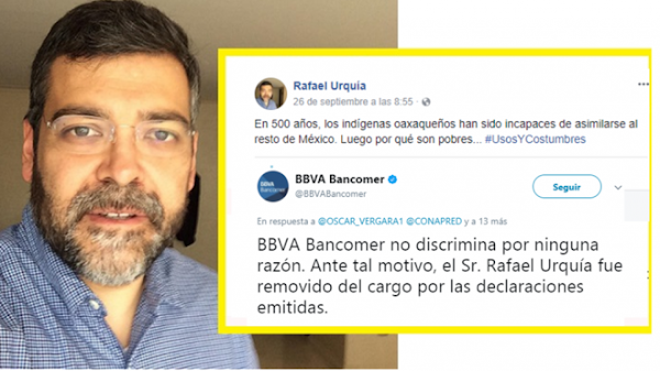 Por insultar a los oaxaqueños Bancomer despide a su vicepresidente