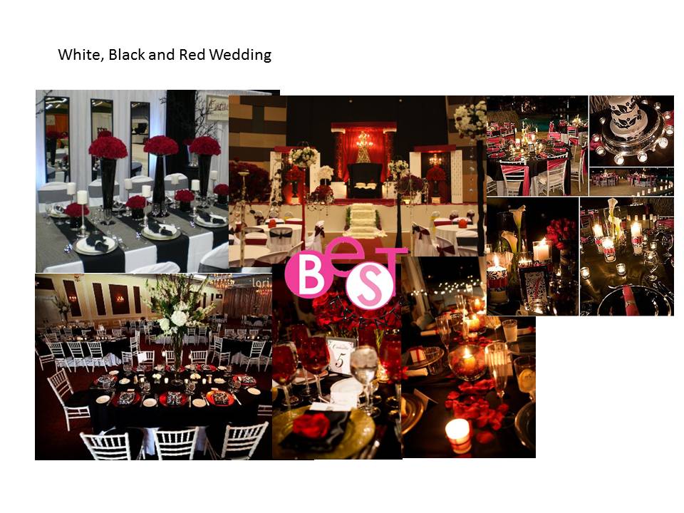 black white red wedding table decorations