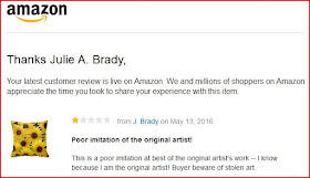 Amazon one star product review of products featuring stolen Zazzle art