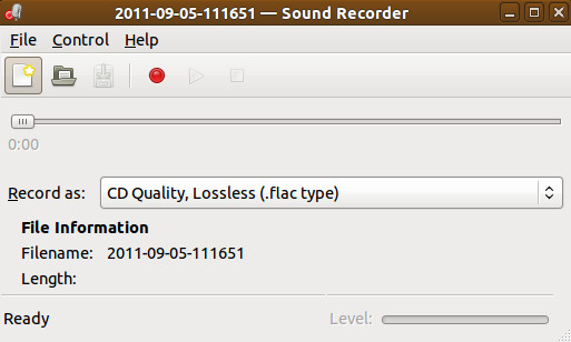 Gnome Sound Recorder (with nothing recording)