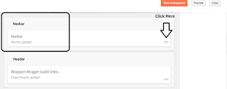 Click on the Edit Link to Open the Navbar Gadget in the Layout Page of Blogger to Change the Color of the Navbar