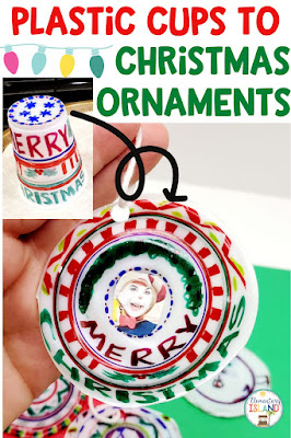 Step by Step Tutorial about how to turn plastic cups into keepsake ornaments. Perfect for a teacher's classroom.