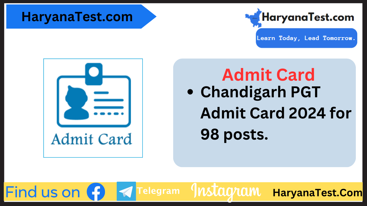 Chandigarh PGT Admit Card 2024