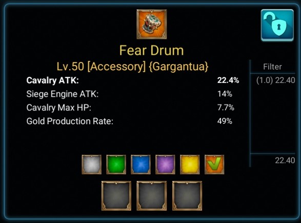 Item Fear Drum pada Lords Mobile