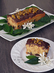 Bizcocho de ricotta con naranja confitada y chocolate - Ricotta cake with candied orange and chocolate