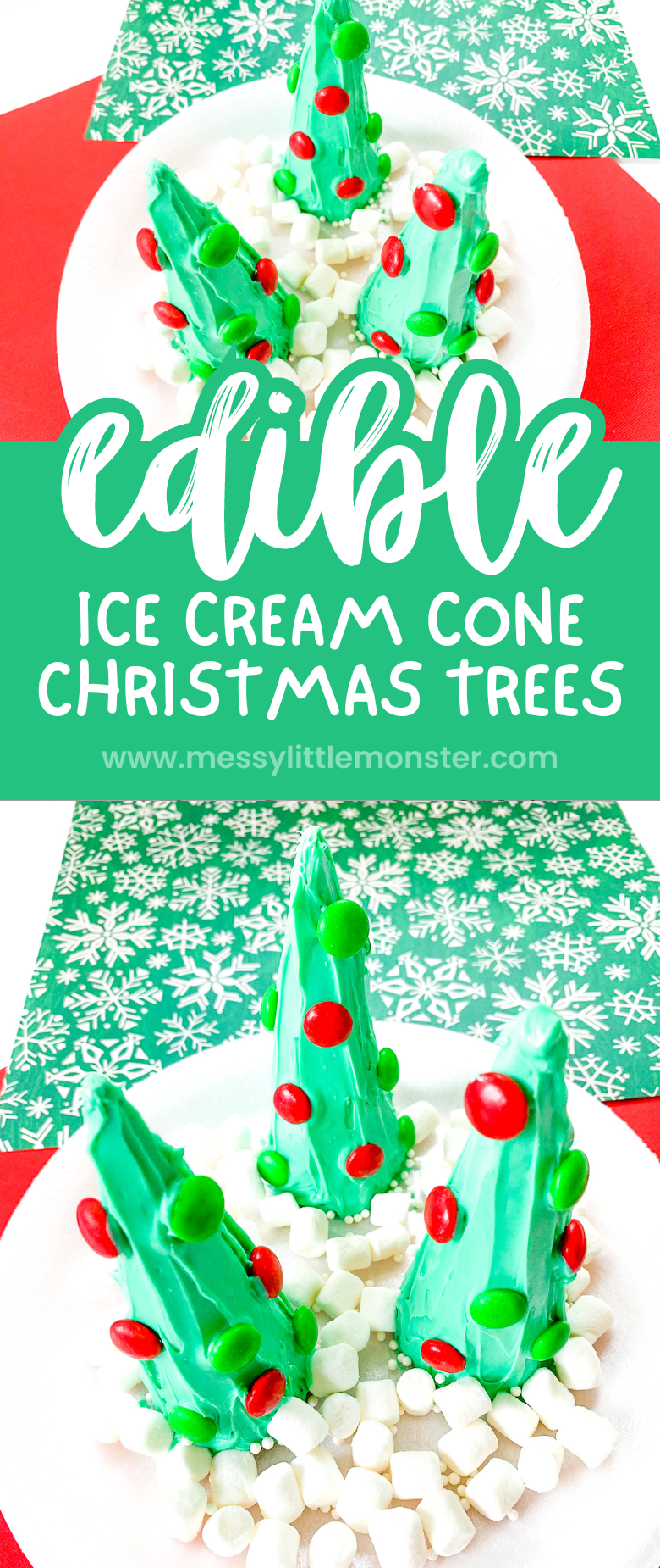 Ice cream cone christmas tree activity for kids. Edible Christmas tree