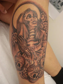 mexican dead tattoo: Santa Muerte portrayed as a young woman