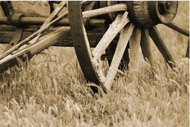 Vintage Wagon Wheel In Sepia