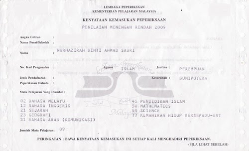 HAHAZIRAH ♥: Semuanya tentang PMR 2009.