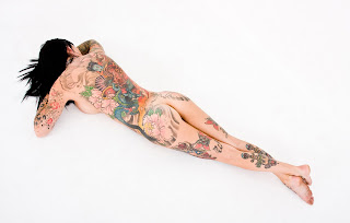Flower Stars Girl Stomach Tattoos Pattern 2011
