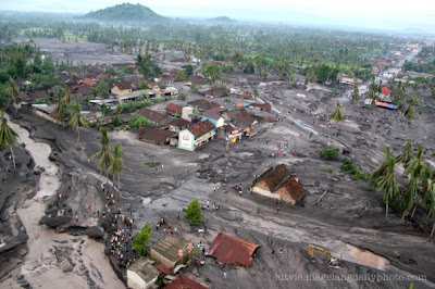 disaster cold lava of Merapi in Magelang District of Indonesia