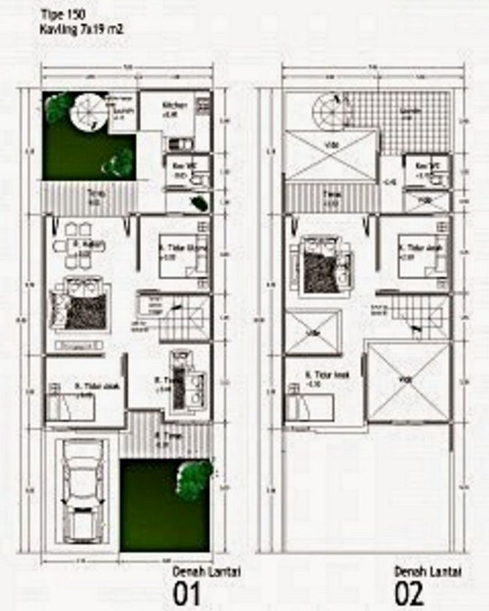 denah rumah tipe 150 minimalis