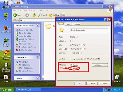 Learn how to unhide files and folders in windowsXP step8