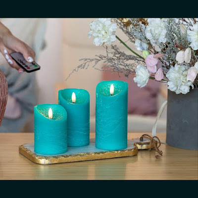 Realistic Flameless Turquoise LED Candles with Remote Control