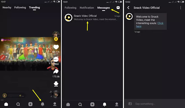 Cara Melihat Pesan di Snack Video-1
