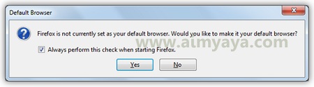  Gambar: Dialog konfirmasi pengecekan mozilla firefox sebagai default browser di komputer/laptop saat startup