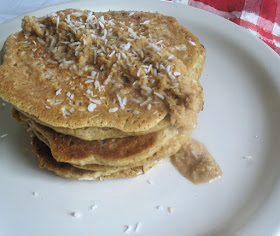 Toasted Coconut Pancakes with Toasted Coconut Sauce