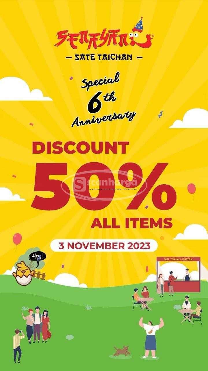Promo Sate Taichan Senayan Spesial Anniversary Diskon 50% All Item