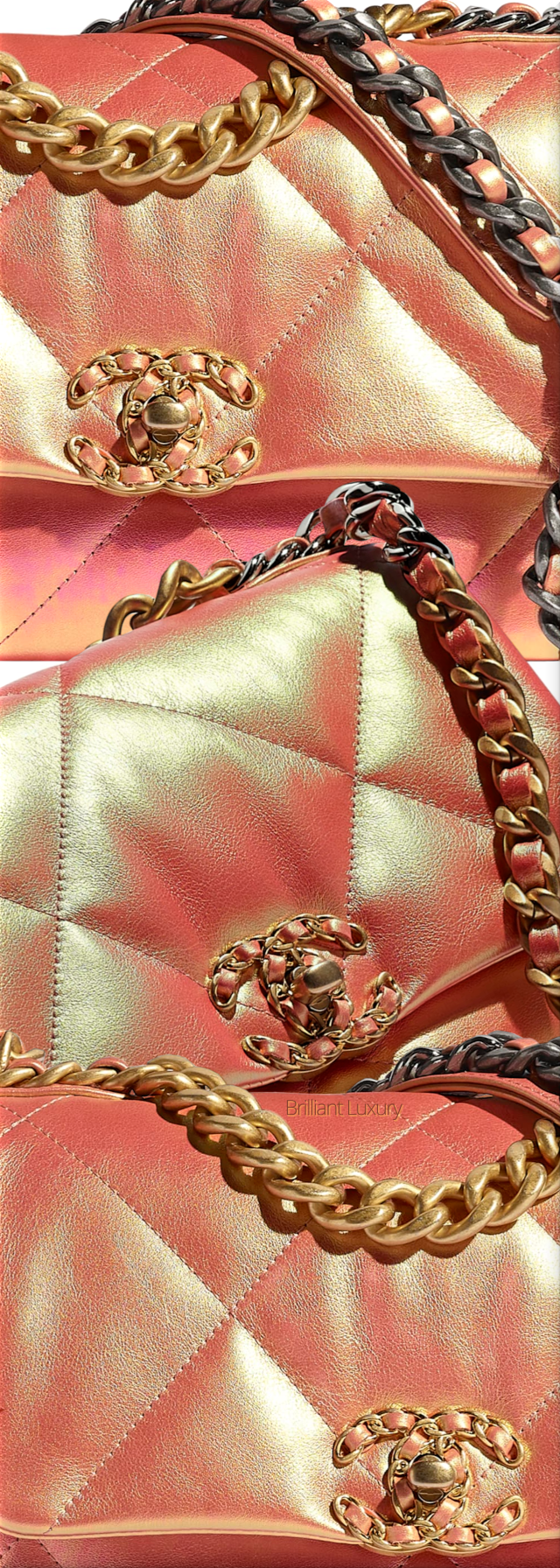 ♦Chanel 19 apricot gold iridescent calfskin handbag #chanel #bags #brilliantluxury